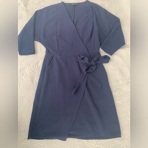 Topshop Wrap Dress in Navy Blue Size 6